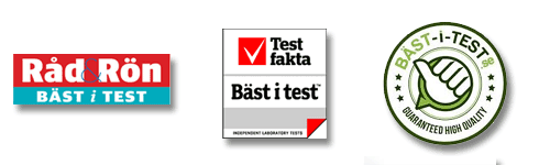 Råd & Rön, Testfakta, Bäst-i-test.se logotyper
