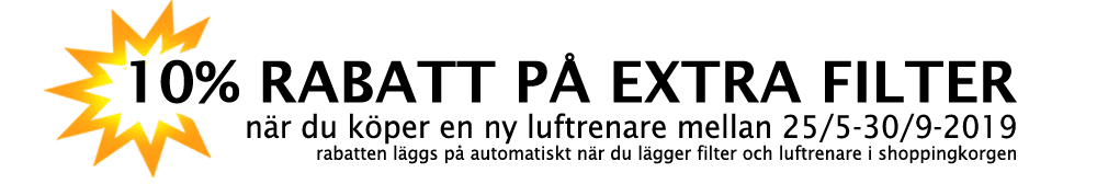 Just nu får du 10% rabatt om du köper extra filter samtidigt som du beställer en luftrenare!