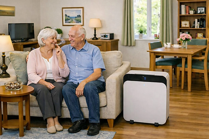 Luftrenare hj&auml;lper vid r&ouml;klukt - illustration skapa med AI