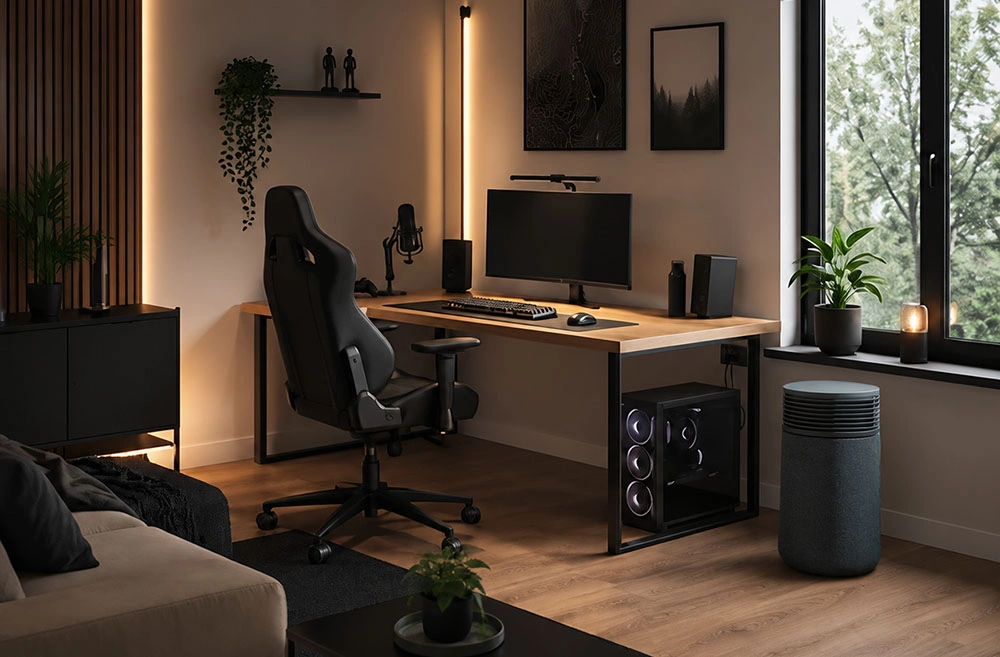 luftrenare i ett fiktivt gamingrum